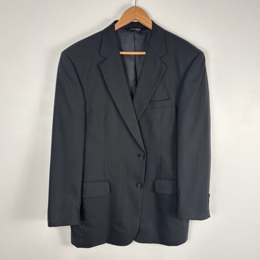 Jos A Bank Gordon Men's Sport Coat Blazer Two Button Solid Twill Black Wool 41R